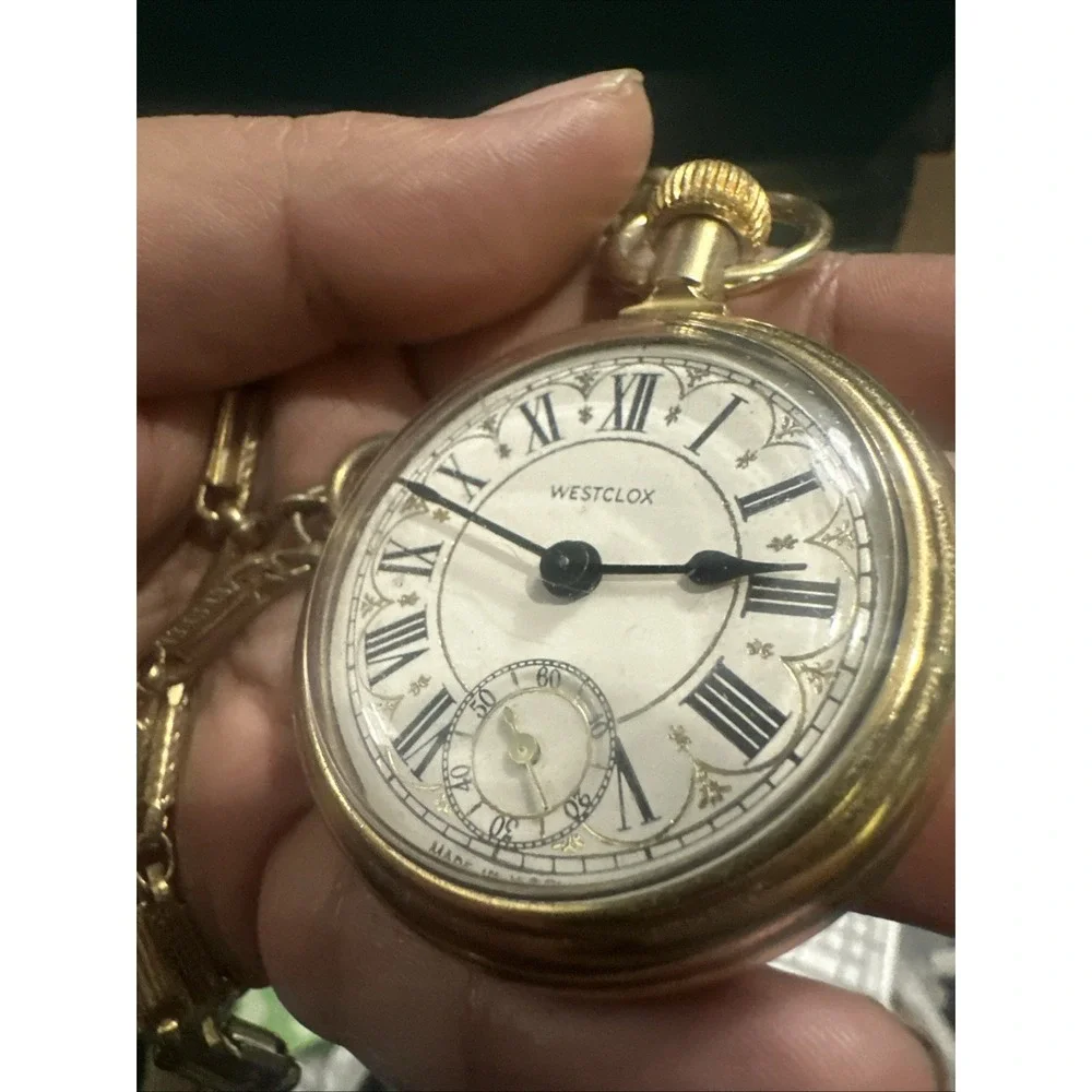 Working Vintage WESTCLOX Train Pocket Unisex Watch RUNS AND KEEPS TIME 50mm